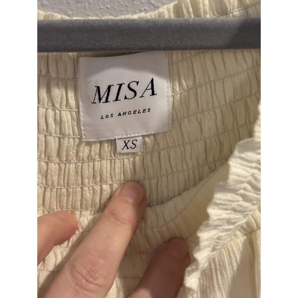 MISA Los Angeles Off-The-Shoulder Embroidered Sylvia Dress Women's Size XS Ivory